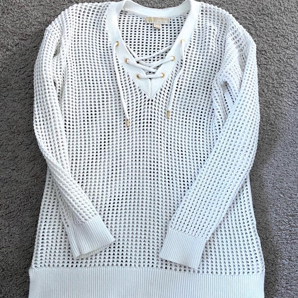 Michael Kors Waffle Knit White Pullover
